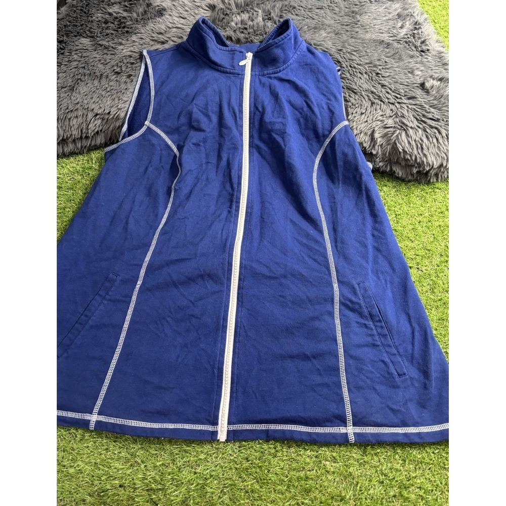 Quacker Factory Vest Zip sequin zip up vest size 1x sparkle knit Blue